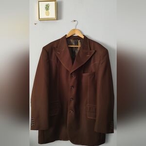 MECCA Blazer Suit  Men Designed In Italy Sz 48R 43W  2 Pockets Inside Excellent